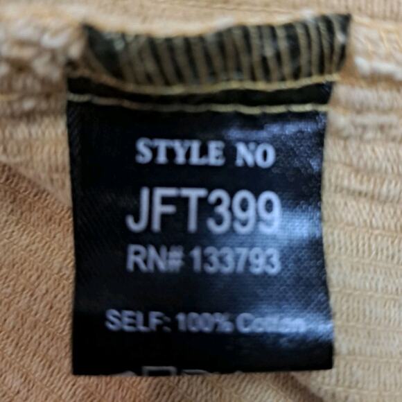 POL Khaki Corduroy Cropped Jacket/Shacket Size Small Grunge Boho Preppy Raw Hem - Picture 7 of 7